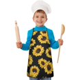 thumbnail image 1 of Black Sunflower Pattern Kids Aprons for Girls and Boys,Adjustable Neck Strap Toddler Aprons for Kids Cooking Baking, 1 of 6