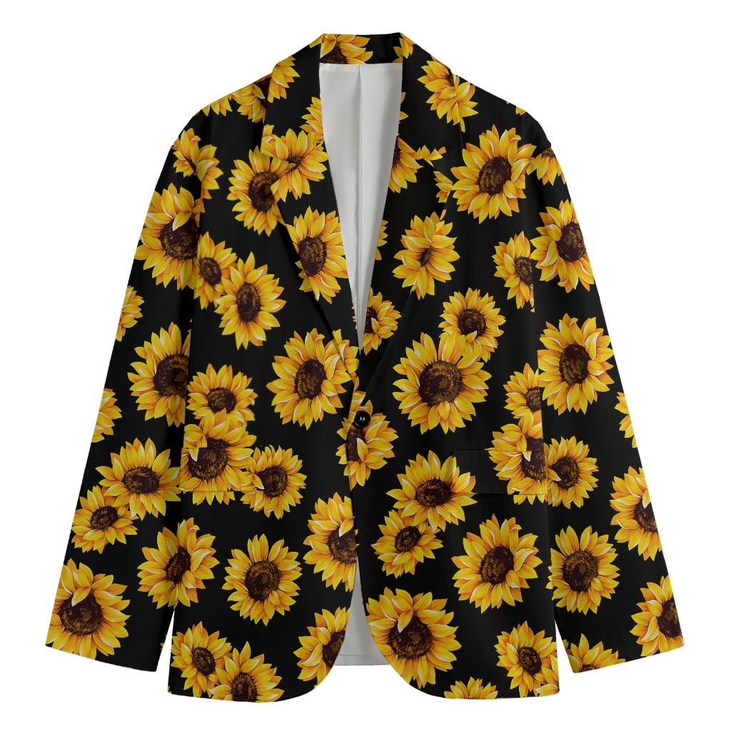 Sunflower Pattern Print Black Sneaker Shoes For Men Women main image 1