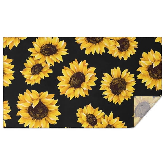 Black Sunflower Pattern Rectangle Tablecloth 60"x102",Waterproof Polyester Rectangle Table Cloth, Wipeable Spillproof Polyester Tablecloth for Dining, Camping, Indoor and Outdoor