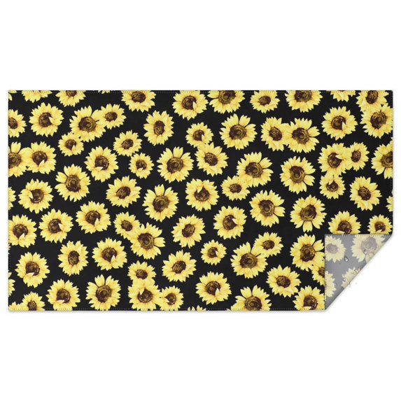 Black Sunflower Pattern Rectangle Tablecloth 60"x102",Waterproof Polyester Rectangle Table Cloth, Wipeable Spillproof Polyester Tablecloth for Dining, Camping, Indoor and Outdoor