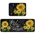thumbnail image 1 of Black Sunflower Rugs and Mats Non Slip Kitchen Mat Set of 2 Anti Fatigue Kitchen Rug Set PVC Stain Resistant Washable Rug (17" x 47" + 17" x 30"), 1 of 7