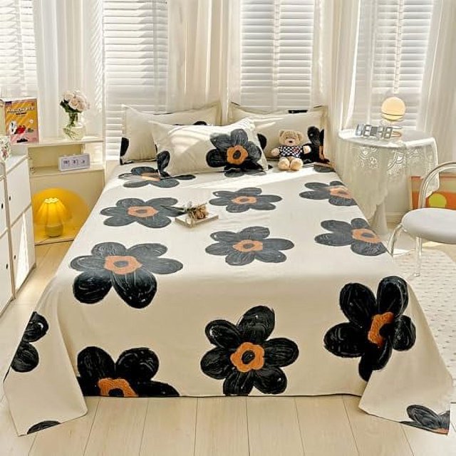 Black Sunflower Sheet Set King Beige Black Bedding Sheet Sets Floral