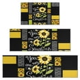 thumbnail image 1 of Black Sunflower Sunshine Pattern Kitchen Rugs Sets Of 3,Kitchen Runner Rugs Non Skid Washable,Decorative Kitchen Floor Mats for Kitchen,Sink,Laundry,17"x30"+ 17"x47" + 17"x59", 1 of 6