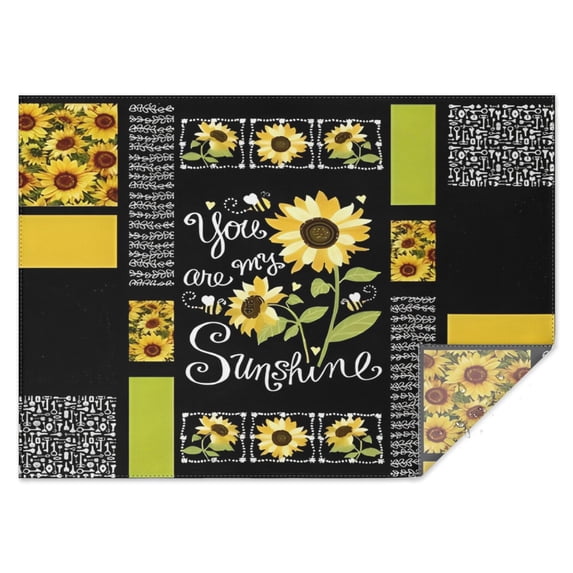 Black Sunflower Sunshine Pattern Rectangle Tablecloth 60"x84",Waterproof Polyester Rectangle Table Cloth, Wipeable Spillproof Polyester Tablecloth for Dining, Camping, Indoor and Outdoor