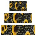 thumbnail image 1 of Black Sunflower Word Pattern Kitchen Rugs Sets Of 3,Kitchen Runner Rugs Non Skid Washable,Decorative Kitchen Floor Mats for Kitchen,Sink,Laundry,17"x30"+ 17"x47" + 17"x59", 1 of 6