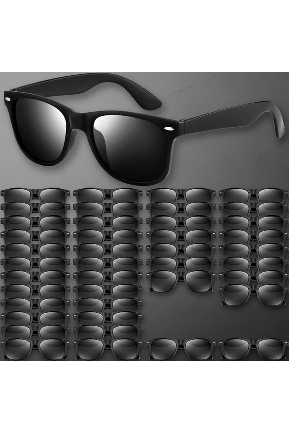 Black Sunglasses Bulk Retro Shades for Men Women Summer Beach Party Accessories