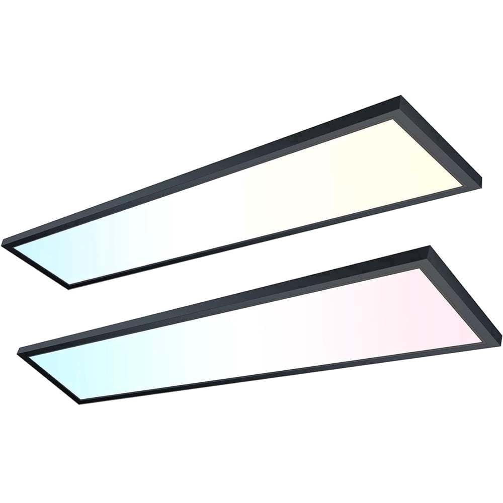 2-Pack Black Surface Mount LED Panel Lights, 50W 5500LM, TRIAC Dimmable, Color Temperature Selectable, for Kitchen Laundry Garage