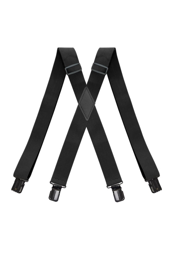 Black Suspenders For Mens With Strong Metal Clips X-Back 1.4" Wide Adjustable Solid Straight Heavy Duty Adjustable Braces for Work