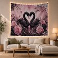 thumbnail image 1 of Black Swan Scene with Heart Shape and Pink Roses, Romantic Gothic Style for Gothic Decor Fans, Dark Wall Decor, Halloween Gift, Tapestry Wall Hanging for Bedroom and Dorm, 1 of 7