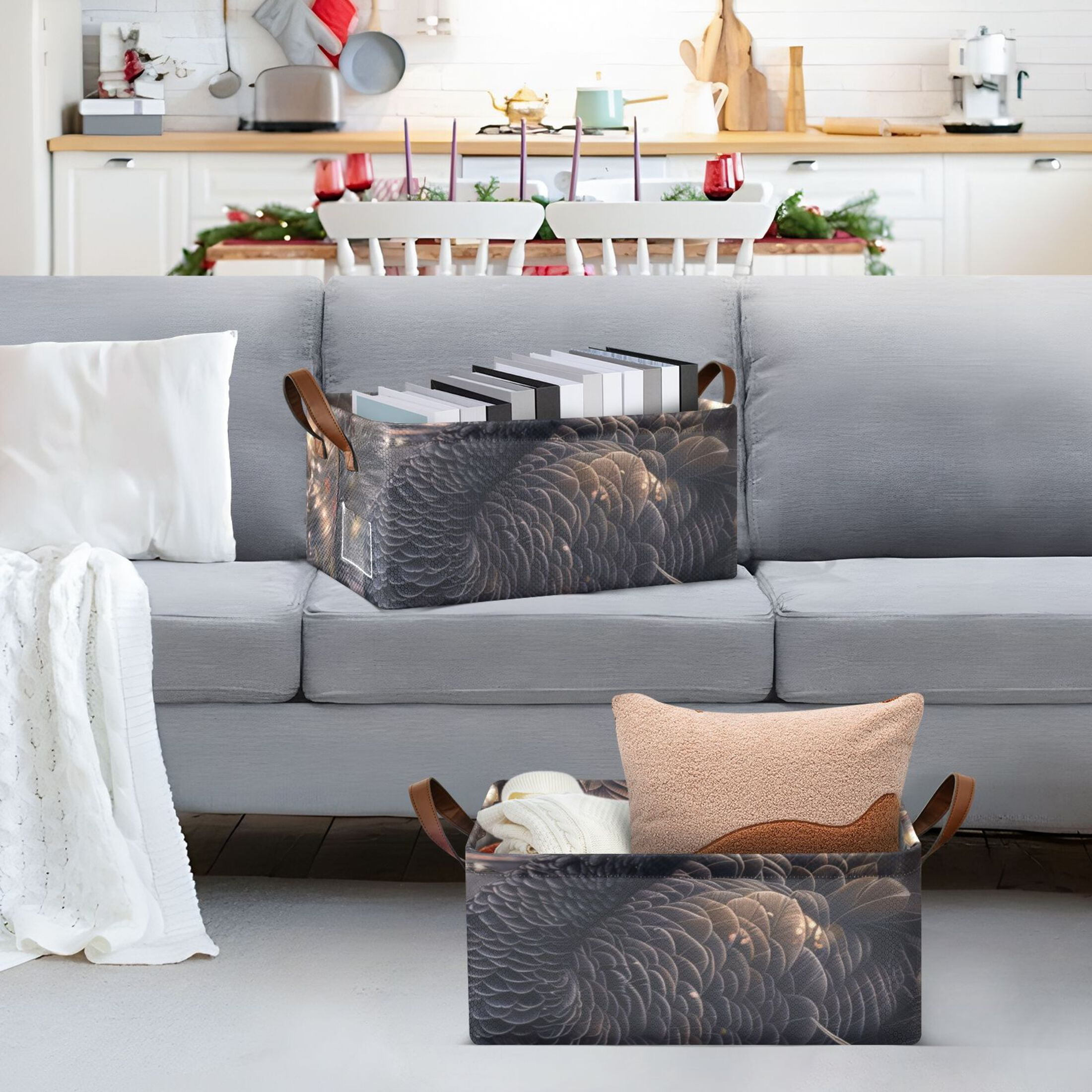 Black Swan Storage Bins with Handles Foldable Storage Baskets for Shelves Organizer Cloth Baskets