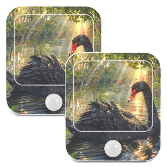 Black Swan Sunlight Night Lights Plug into Wall LED with Auto Light Sensor Warm Light for Kids Hallway Bedroom Living Room Kitchen Bathroom Set of 2