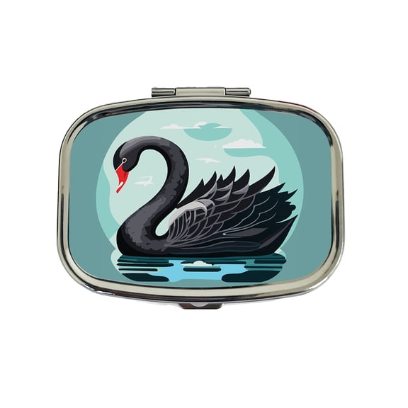Black Swan Swimming Small Travel Handbag Pill Box Case