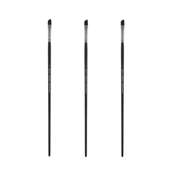 Black Swan Synthetic Red Sable Paint Brushes -Angular Size # 8 - Set of 3 - Professional Quality Long Handle Paint Brushes for Oil, Heavy Body Media and Acrylic - Artists of All Levels
