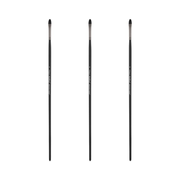 Black Swan Synthetic Red Sable Paint Brushes - Filbert Size # 6 - Set of 3 - Professional Quality Long Handle Paint Brushes for Oil, Heavy Body Media and Acrylic - Artists of All Levels