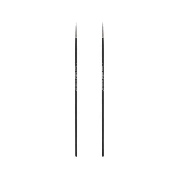 Black Swan Synthetic Red Sable Round Paint Brushes - Round Size # 0 - Set of 2 - Professional Quality Long Handle Paint Brushes for Oil, Heavy Body Media and Acrylic - Artists of All Levels