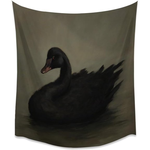 Black Swan Tapestry Moody Vintage Swan Portrait Dark Academia Minimalist Classical Aesthetic Tapestry Wall Art 30x40inch