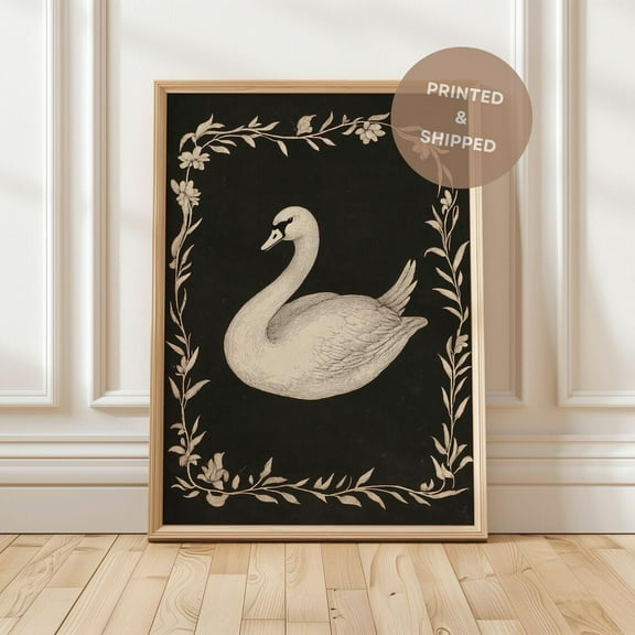 Black Swan Vintage Art Print, Vintage Swan Art Framed, Antique Swan Illustration, Nursery Prints, Vintage Decor, Housewarming Gift Wall Art, Modern Wall Decor, 8x12 UNFRAMED