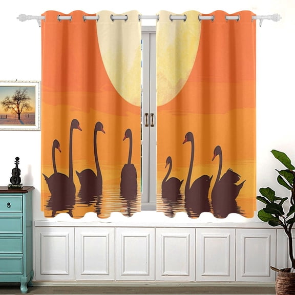 Black Swans 5455 Inch Black Out Curtains 2 Packs Aesthetic for Bedroom Living Room Sliding Glass Doors Kitchen Windows