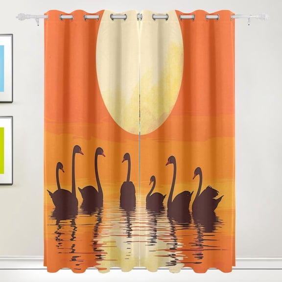 Black Swans Black Out Curtains 84 Inch Length Curtains for Sliding Glass Doors Bedroom Living Room 2 Pack