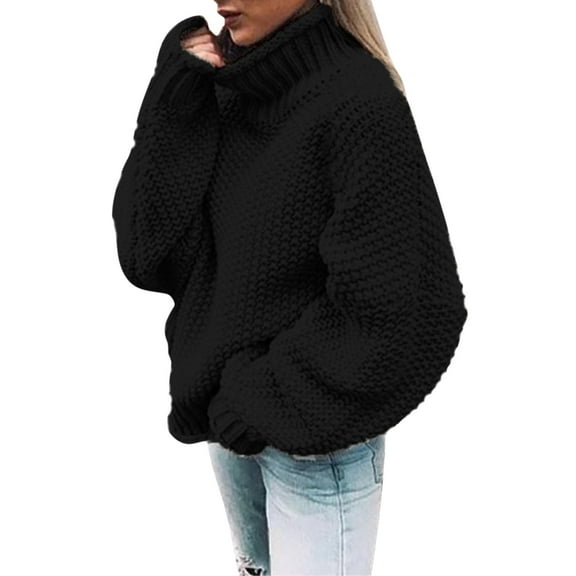 Black Sweaters for Women Solid Casual Long Knitted Sleeve Off The Sweater Womens Shoulder Pullover Sweater Womens Fall Fashion 2025