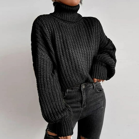 Black Sweaters for Women Winter Women's Fashion Oversized Knitted Turtleneck Nylon Cotton Plus Size Women Sweater Womens Fall Fashion 2025