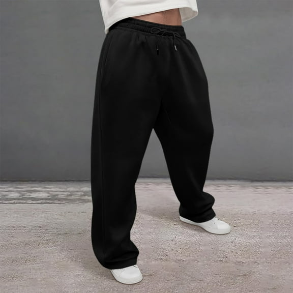 Black Sweatpants Baggy Pants Men's Baggy Sweatpants Wide Leg Lounge Sweat Pants with Pockets