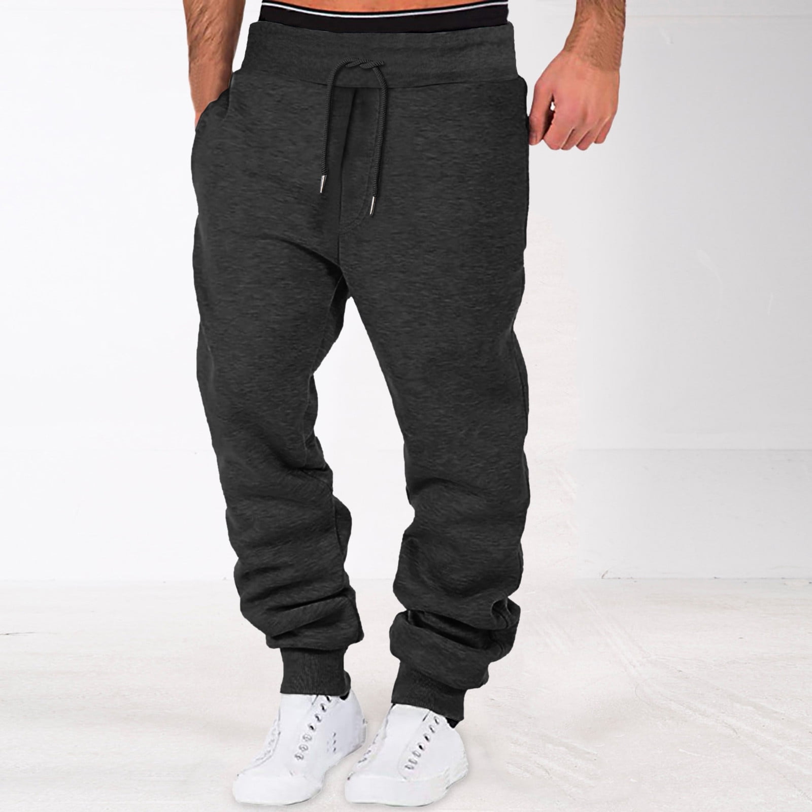 Black Sweatpants For Men Mens Autumn And Winter High Street Fashion Leisure  Loose Sports Running Solid Color Lace Up Pants Sweater Pants Trousers  Sweatpants 