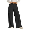 thumbnail image 1 of Black Sweatpants Joggers Wide Leg Sweatpants Womens Joggers with Pockets Fleece High Waist Relaxed Fit Lounge Pants Baggy Drawstring Athletic Sweat Pants Sweatpants for Teen Girls, 1 of 5