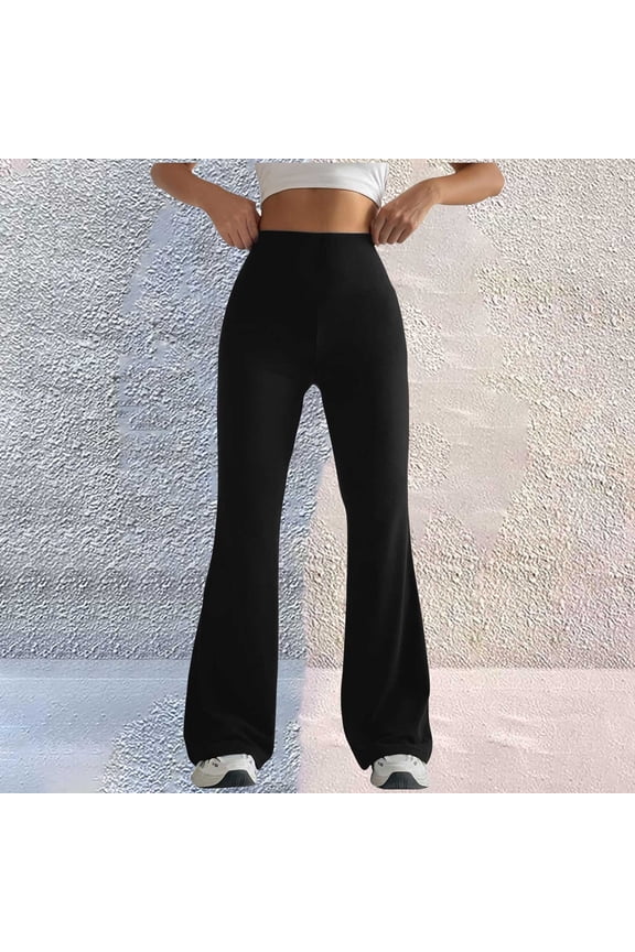 Black Sweatpants Women 2024 Womens Stretch High Waist Leggings Regular Solid Flared Pants Active Workout Yoga Pants Trousers Fashion Clothing