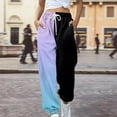 thumbnail image 1 of Black Sweatpants Women Fashion Women's Loose Breathable Colorblocking Casual Pants Side Pockets Leg Opening Drawstring Seasonal Casual Pants Ladies Casual Pants Fashion Clothing, 1 of 4
