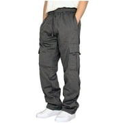 Black Sweats Elastic Waist Drawstring Baggy Trousers With Pockets Cargo Sweatpants for Men Mens Sweatpants Baggy Fit Pro Club Cargo Sweatpants Cargo Sweatpants for Men