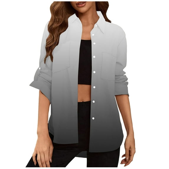 Black Sweatshirt Men Womens Tunic Tops Casual Turndown Collar Neck Summer Pocket Gradient Regular Long Sleeve