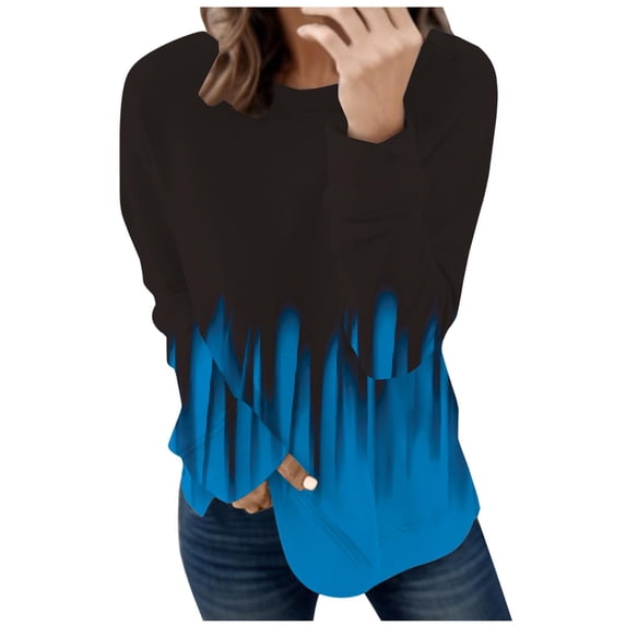 Black Sweatshirt Women Hoodie Basic Sweatshirt Round Neck Long Sleeve T Shirt Loose Sweatshirt Sweatshirt