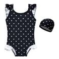thumbnail image 1 of Black Swimsuit with Swim Cap for Girls, One-Piece Bathing Suits, Size for 3-10 Years, 1 of 7