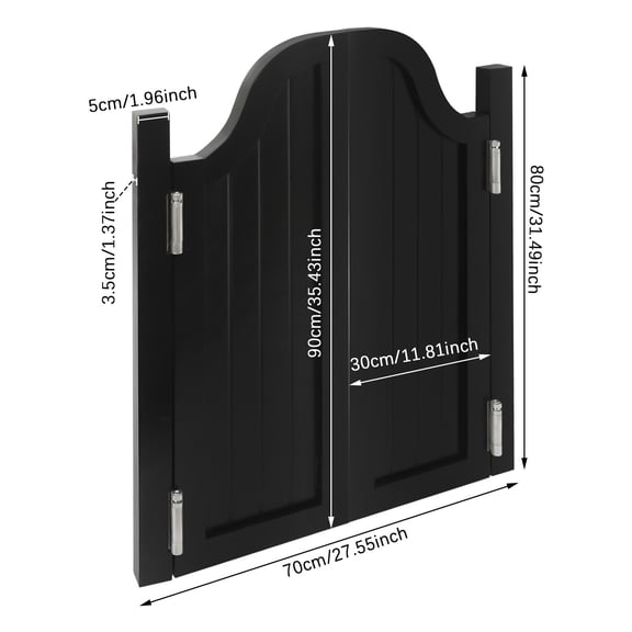 Black Swing Solid Wood Door, Partition Door for Shop Entrance Partition 70*90cm