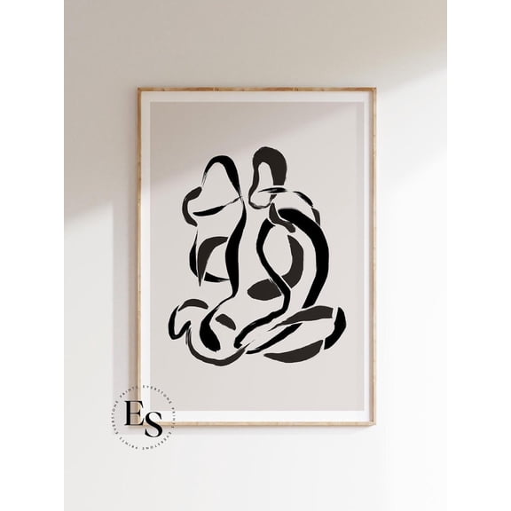 Black Swirl Abstract Poster, Unframed Paper Poster 8x10in