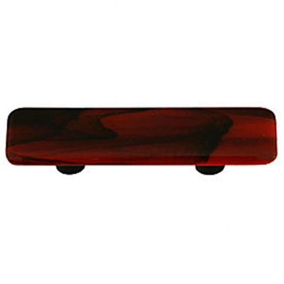 Black Swirl Brick Red Rectangle Glass Cabinet Pull - Black Post