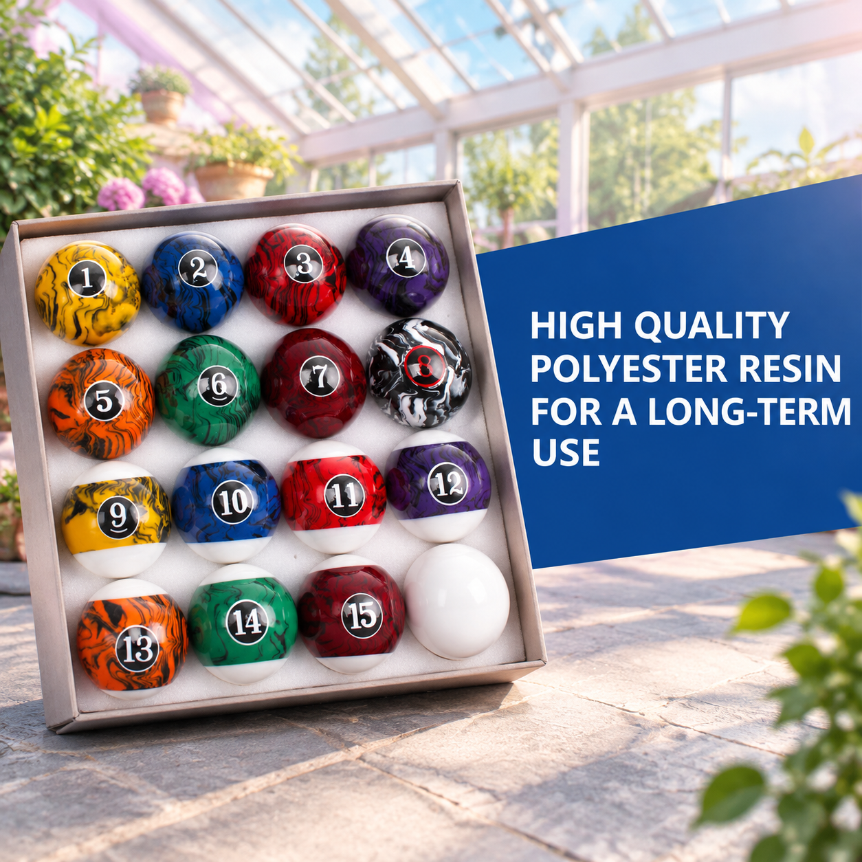 Black Swirl Polyresin Complete 16-Piece Billiard Ball Set with Cue Ball ...