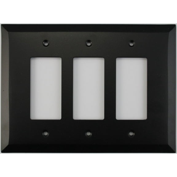 Black Switch Plates - (3 Gang GFCI/Rocker Opening)