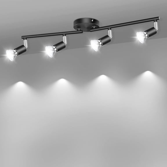 Adjustable Swivel LED Ceiling Light with GU10 Base - Modern Black Finish