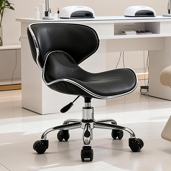 Black Swivel & Adjustable Pedicure Stool - Ergonomic Nail tech Chair for Salon Professionals, Comfortable Pedicure Chair with Smooth Rotation