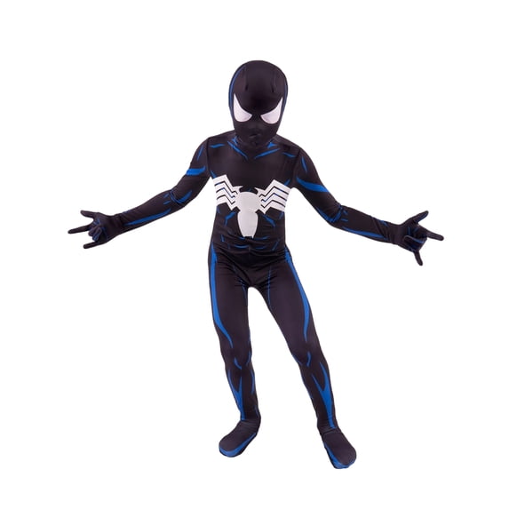Black Symbiote Suit Bodysuit Costume with Blue Highlights for Halloween Comic Con Cosplay Outfit 130