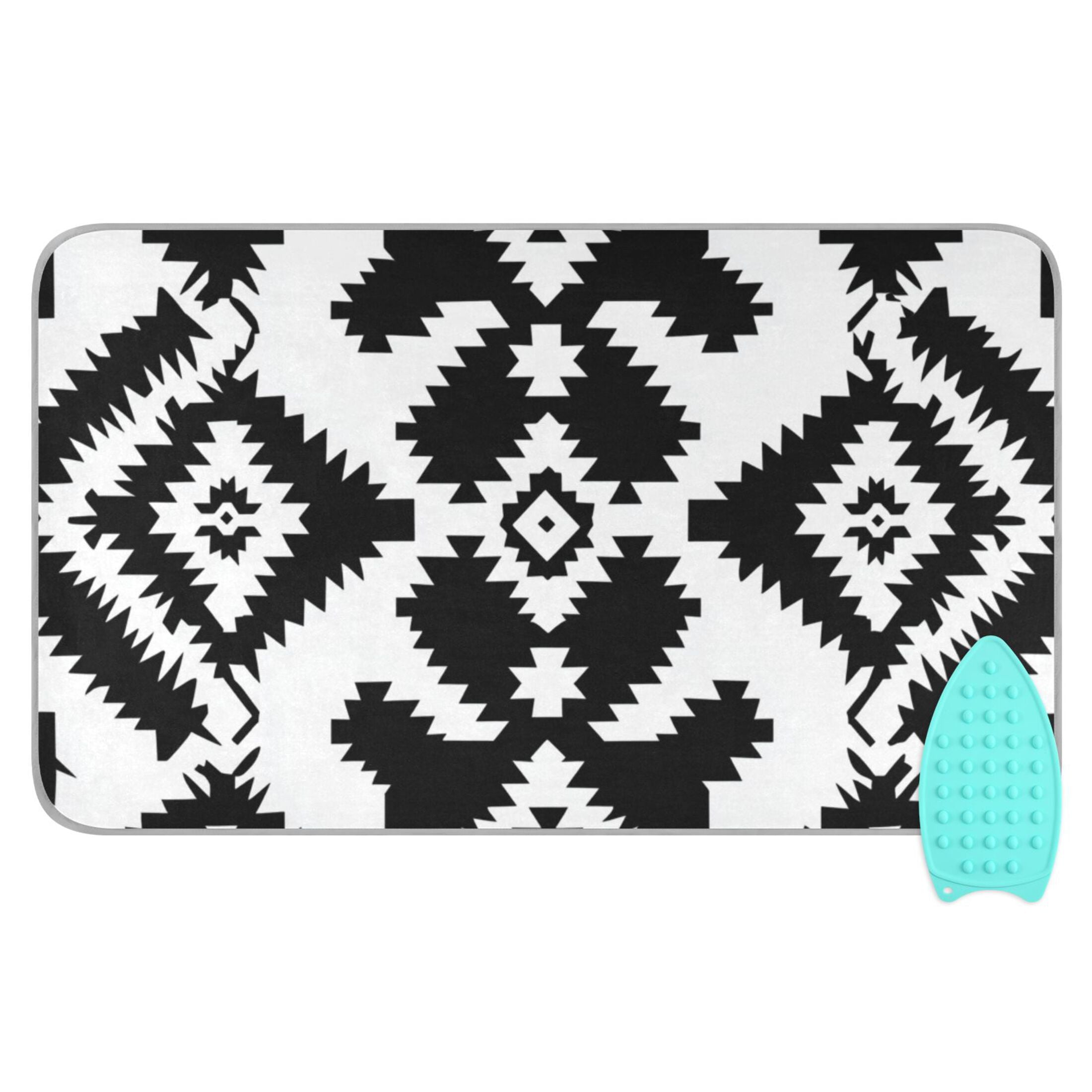 Black Symmetrical Abstract Patterns Ironing Mat Blanket Portable Travel Ironing Pad Heat Resistant Pad 47.2" x 27.6”
