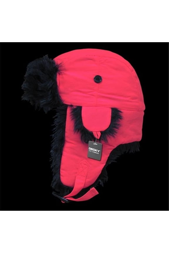 Black Synthetic Fur Aviator Hat- Neon Pink - Large & Extra Large