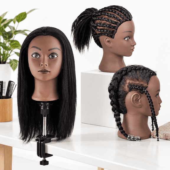 Black Synthetic Hair Mannequin Head for Braiding and Styling Practice