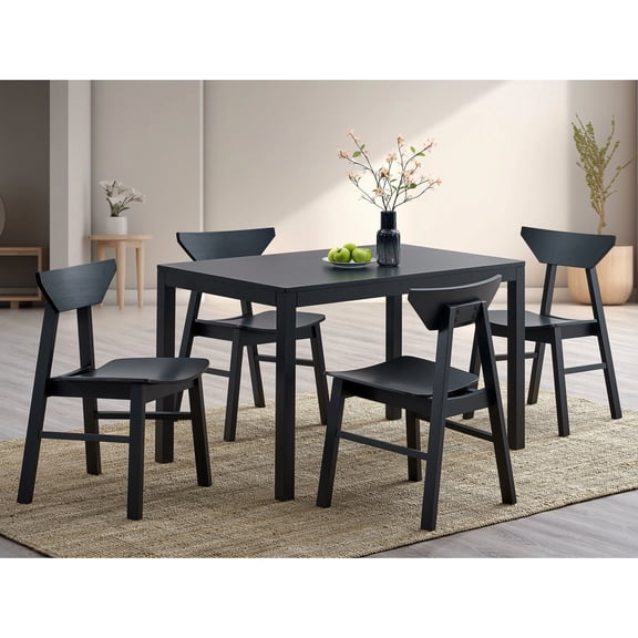 Black Synthetic Wood 5-Piece Dining Set / Ideal for Weekend Brunches