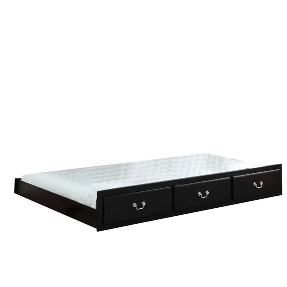 Black Synthetic Wood Twin Trundle / Functional for Bed or Drawer Use