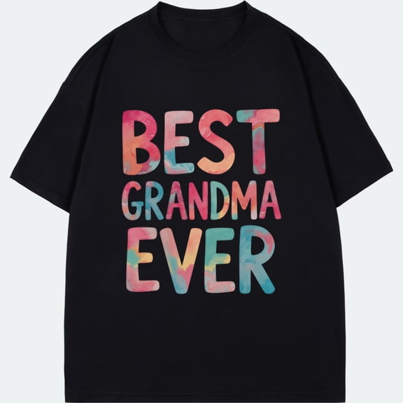 Black T Shirt Best Grandma Ever Tie Dye Print For Grandmother Gift Mother Day Family Celebration