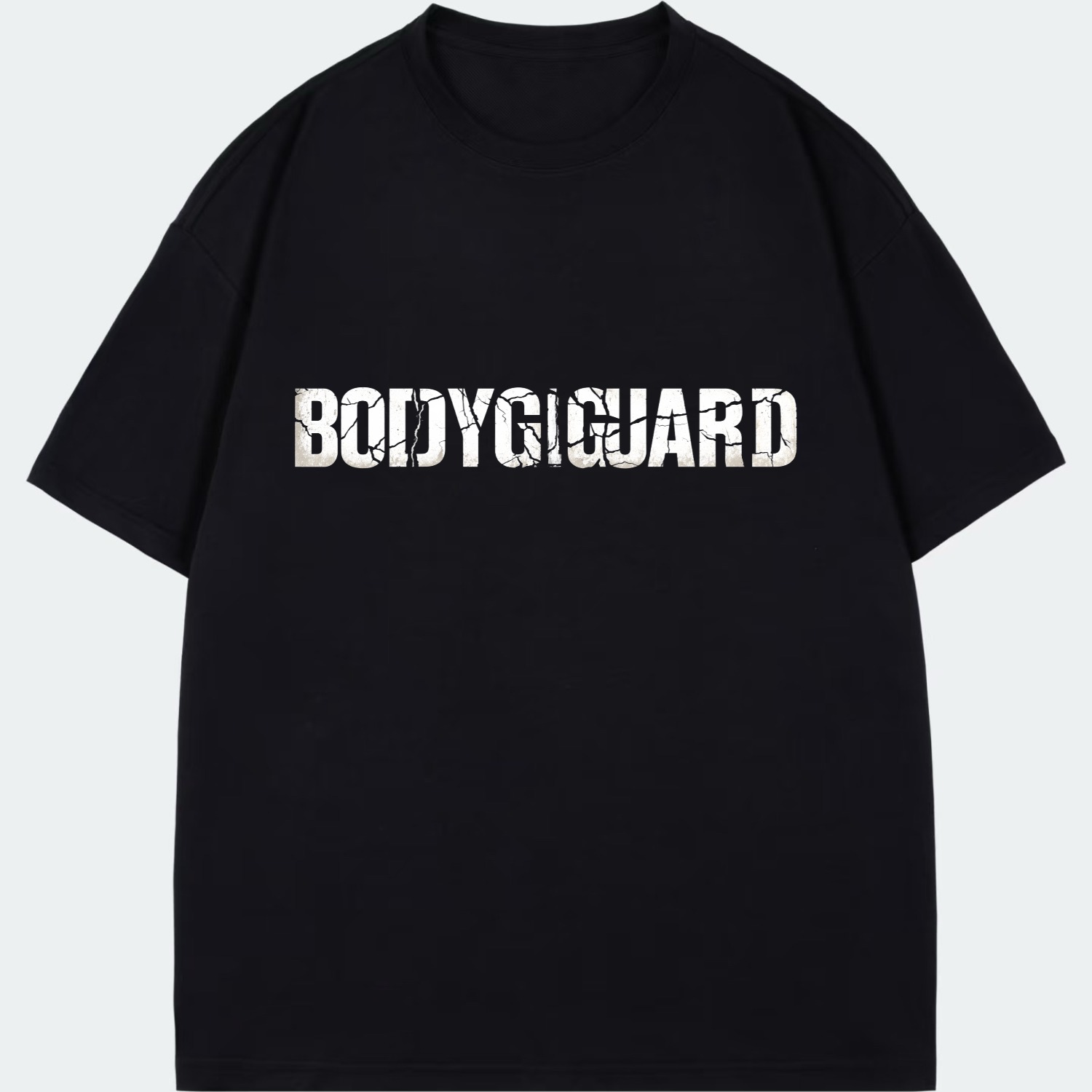 Black T Shirt Bodyguard Text Print Casual Wear For Men And Women ...