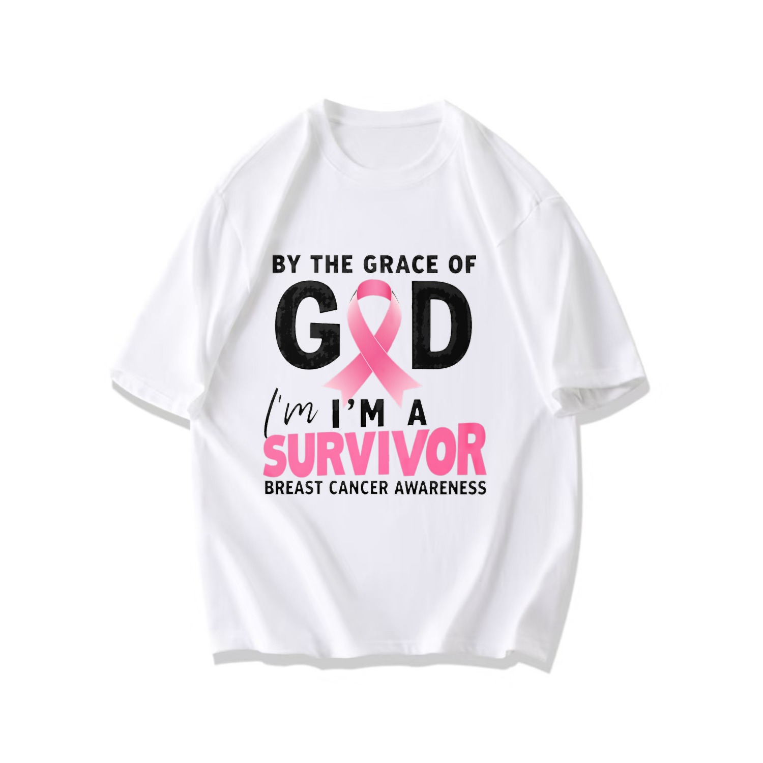 Black T Shirt With Breast Cancer Awareness Pink Ribbon And Text By The ...
